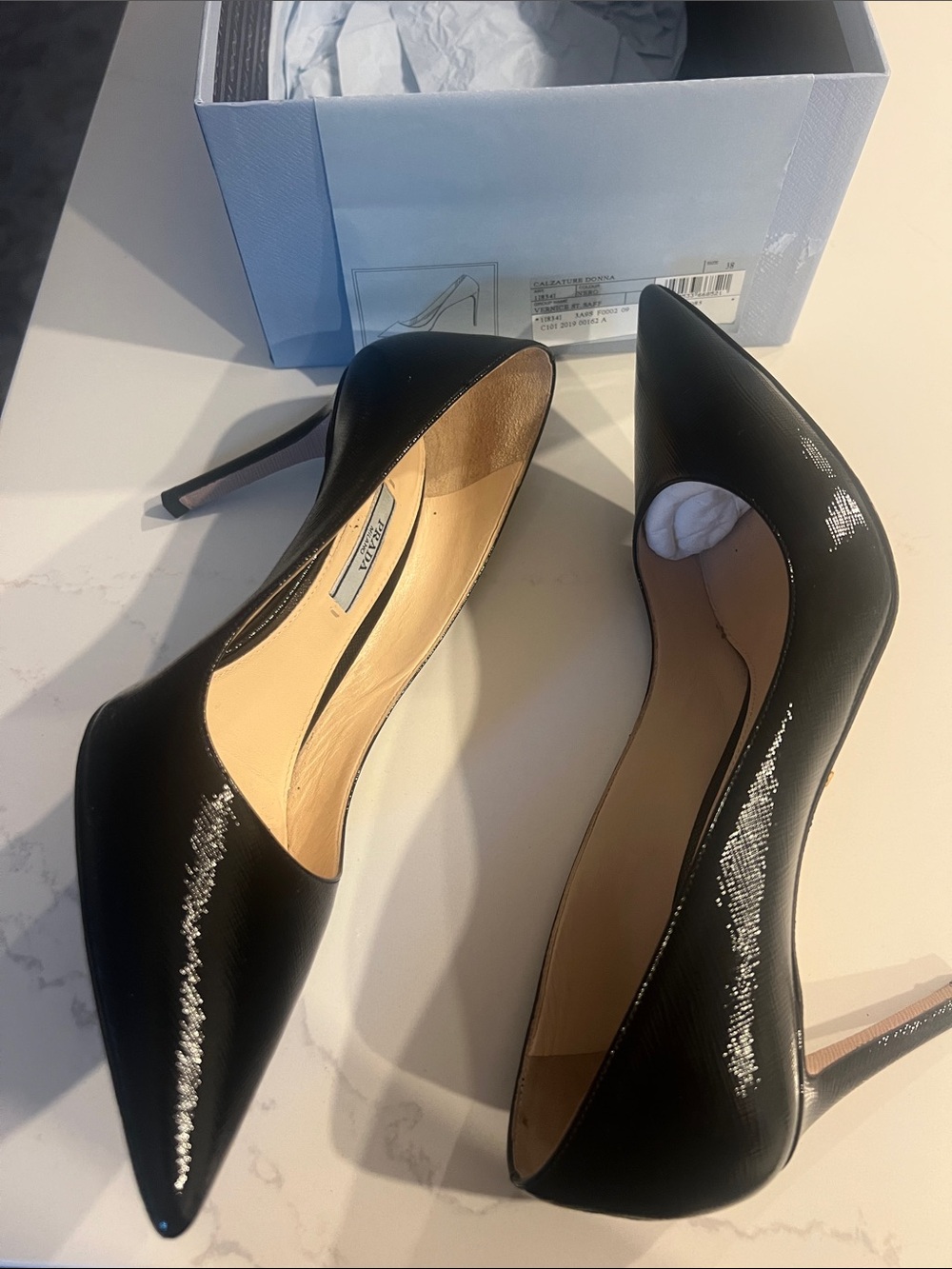 Prada Black Patent Pointed-Toe Pumps - Picture 2 of 6